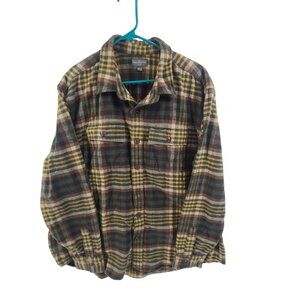 L.L. Bean Signature Men’s Slim Fit Heavy Flannel Shirt XXL R Green Yellow Plaid